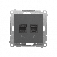 KONTAKT SIMON - Gniazdo komputerowe RJ45 kategoria 5e + telefoniczne RJ12 (moduł); Grafitowy mat Simon 55 - T5F.01/116