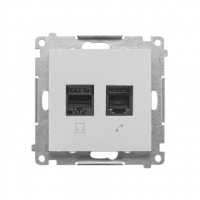 KONTAKT SIMON - Gniazdo komputerowe RJ45 kategoria 5e + telefoniczne RJ12 (moduł); Aluminium mat Simon 55 - T5F.01/143