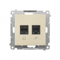 KONTAKT SIMON - Gniazdo komputerowe RJ45 kategoria 5e + telefoniczne RJ12 (moduł); Szampański mat Simon 55 - T5F.01/144