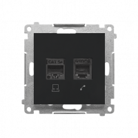 KONTAKT SIMON - Gniazdo komputerowe RJ45 kategoria 5e + telefoniczne RJ12 (moduł); Czarny mat Simon 55 - T5F.01/149