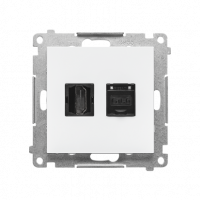 KONTAKT SIMON - Gniazdo HDMI + RJ45 kat.6. (moduł); Biały mat Simon 55 - TGHRJ45.01/111