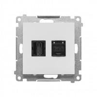 KONTAKT SIMON - Gniazdo HDMI + RJ45 kat.6. (moduł); Jasnoszary mat Simon 55 - TGHRJ45.01/114
