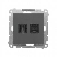 KONTAKT SIMON - Gniazdo HDMI + RJ45 kat.6. (moduł); Grafitowy mat Simon 55 - TGHRJ45.01/116