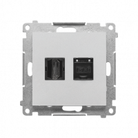 KONTAKT SIMON - Gniazdo HDMI + RJ45 kat.6. (moduł); Aluminium mat Simon 55 - TGHRJ45.01/143