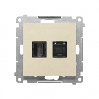 KONTAKT SIMON - Gniazdo HDMI + RJ45 kat.6. (moduł); Szampański mat Simon 55 - TGHRJ45.01/144