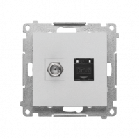 KONTAKT SIMON - Gniazdo antenowe typu „F” + RJ45 kat.6 (moduł); Aluminium mat Simon 55 - TASFRJ45.01/143