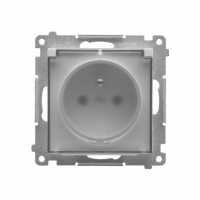 KONTAKT SIMON - Gniazdo wtyczkowe do wersji IP44 bez uszczelki (moduł) 16 A, 250 V~, szybkozłącza. Klapka transparentna; Aluminium mat Simon 55 - TGZ1BCUZ.01/143A