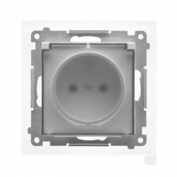 KONTAKT SIMON - Gniazdo wtyczkowe do wersji IP44 z uszczelką (moduł) 16 A, 250 V~, szybkozłącza. Klapka transparentna; Jasnoszary mat Simon 55 - TGZ1BCZ.01/114A