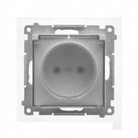 KONTAKT SIMON - Gniazdo wtyczkowe do wersji IP44 z uszczelką (moduł) 16 A, 250 V~, szybkozłącza. Klapka transparentna; Aluminium mat Simon 55 - TGZ1BCZ.01/143A
