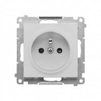KONTAKT SIMON - GNIAZDO POJEDYNCZE Z UZIEMIENIEM Z PRZESŁONAMI 2P+Z 16A 250V SZYBKOZŁĄCZKA ALUMINIUM MAT SIMON 55 - TGZ1CZ.01/143