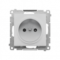 KONTAKT SIMON - Gniazdko wtyczkowe bez uziemienia z przesłonami (moduł) 16 A, 250 V~, szybkozłącza; Aluminium mat Simon 55 - TG1CZ.01/143