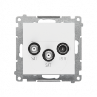 KONTAKT SIMON - GNIAZDO ANTENOWE SATELITARNE PODWÓJNE SAT-SAT-RTV 2X WEJSCIE: 5 MHz÷2,4 GHz BIAŁY MAT SIMON 55 - TASK2.01/111