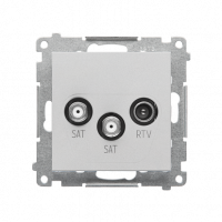 KONTAKT SIMON - Gniazdo antenowe satelitarne podwójne SAT-SAT-RTV (moduł). 2x Wejście: 5 MHz÷2,4 GHz; Aluminium mat Simon 55 - TASK2.01/143