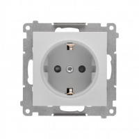 KONTAKT SIMON - Gniazdo Schuko z przesłonami (moduł) 16 A, 250 V~, szybkozłącza; Aluminium mat Simon 55 - TGSZ1CZ.01/143
