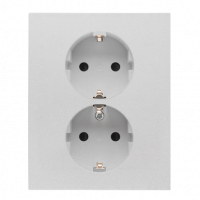 KONTAKT SIMON - Gniazdo Schuko z przesłonami podwójne 16 A, 250 V~, zaciski śrubowe; Aluminium mat Simon 55 - TGSZ2PZFAR/143