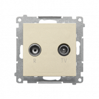 KONTAKT SIMON - Gniazdo antenowe R-TV zakończeniowe 10 dB do gniazd przelotowych (moduł). 1x Wejście: 5÷862 MHz; Szampański mat Simon 55 - TAZ.01/144