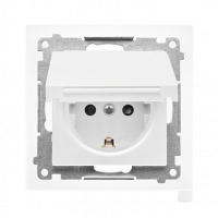 KONTAKT SIMON - Gniazdo Schuko do wersji IP44 z przesłonami z uszczelką ramki (moduł) 16 A, 250 V~, szybkozłącza. Klapka w kolorze pokrywy; Biały mat Simon 55 - TGSZ1BCZ.01/111