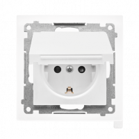 KONTAKT SIMON - Gniazdo Schuko do wersji IP44 z przesłonami z uszczelką ramki (moduł) 16 A, 250 V~, szybkozłącza. Klapka w kolorze pokrywy; Jasnoszary mat Simon 55 - TGSZ1BCZ.01/114