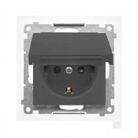 KONTAKT SIMON - Gniazdo Schuko do wersji IP44 z przesłonami z uszczelką ramki (moduł) 16 A, 250 V~, szybkozłącza. Klapka w kolorze pokrywy; Grafitowy mat Simon 55 - TGSZ1BCZ.01/116