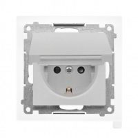 KONTAKT SIMON - Gniazdo Schuko do wersji IP44 z przesłonami z uszczelką ramki (moduł) 16 A, 250 V~, szybkozłącza. Klapka w kolorze pokrywy; Aluminium mat Simon 55 - TGSZ1BCZ.01/143