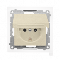 KONTAKT SIMON - Gniazdo Schuko do wersji IP44 z przesłonami z uszczelką ramki (moduł) 16 A, 250 V~, szybkozłącza. Klapka w kolorze pokrywy; Szampański mat Simon 55 - TGSZ1BCZ.01/144