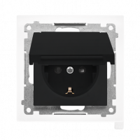 KONTAKT SIMON - Gniazdo Schuko do wersji IP44 z przesłonami z uszczelką ramki (moduł) 16 A, 250 V~, szybkozłącza. Klapka w kolorze pokrywy; Czarny mat Simon 55 - TGSZ1BCZ.01/149