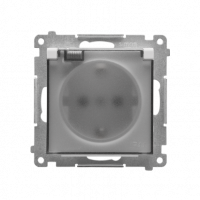 KONTAKT SIMON - Gniazdo Schuko do wersji IP44 z przesłonami z uszczelką ramki (moduł) 16 A, 250 V~, szybkozłącza. Klapka transparentna; Jasnoszary mat Simon 55 - TGSZ1BCZ.01/114A