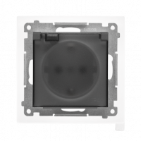 KONTAKT SIMON - Gniazdo Schuko do wersji IP44 z przesłonami z uszczelką ramki (moduł) 16 A, 250 V~, szybkozłącza. Klapka transparentna; Grafitowy mat Simon 55 - TGSZ1BCZ.01/116A