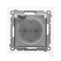 KONTAKT SIMON - Gniazdo Schuko do wersji IP44 z przesłonami z uszczelką ramki (moduł) 16 A, 250 V~, szybkozłącza. Klapka transparentna; Aluminium mat Simon 55 - TGSZ1BCZ.01/143A