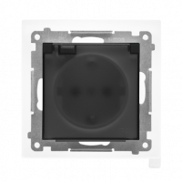KONTAKT SIMON - Gniazdo Schuko do wersji IP44 z przesłonami z uszczelką ramki (moduł) 16 A, 250 V~, szybkozłącza. Klapka transparentna; Czarny mat Simon 55 - TGSZ1BCZ.01/149A