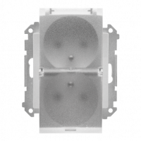 KONTAKT SIMON - Gniazdo wtyczkowe podwójne do wersji IP44 z uszczelką (moduł) 16 A, 250 V~, szybkozłącza. Klapka transparentna; Aluminium mat Simon 55 - TGZ2BMCZ.01/143A