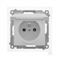 KONTAKT SIMON - Gniazdo wtyczkowe do wersji IP44 z uszczelką (moduł) 16 A, 250 V~, szybkozłącza. Klapka w kolorze pokrywy; Aluminium mat Simon 55 - TGZ1BCZ.01/143