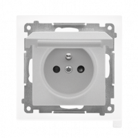 KONTAKT SIMON - Gniazdo wtyczkowe do wersji IP44 bez uszczelki (moduł) 16 A, 250 V~, szybkozłącza. Klapka w kolorze pokrywy; Aluminium mat Simon 55 - TGZ1BCUZ.01/143