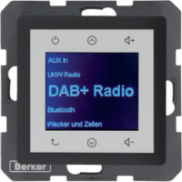 HAGER - Q.x Radio Touch DAB+, Bluetooth antracyt aksamit - 30846086