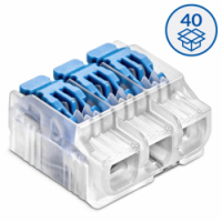 SIMET - SZYBKOZŁĄCZKA SCL3 Z DŹWIGNIĄ DO LINEK I DRUTÓW 0.2 - 4 mm2 3 TORY TRANSPARENTNY SERIA IDEALNA OPAKOWANIE 40 SZT. - 88000313