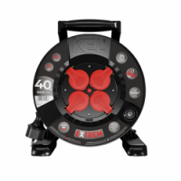 PLASTROL - PRZEDŁUŻACZ BĘBNOWY EXTREME LINE; 4x2p+Z; IP44; 16A; H05RR-F; 3x2,5; 40m; CZARNY W-100031 - PB-EXT/40M/3X2,5/H05RR-F/CZARNY