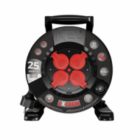 PLASTROL - PRZEDŁUŻACZ BĘBNOWY EXTREME LINE; 4x2p+Z; IP44; 16A; H07BQ-F; 3x2,5; 25m; CZARNY - PB-EXT/25M/3X2,5/H07BQ-F/CZARNY
