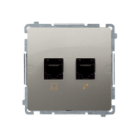 KONTAKT SIMON - Gniazdo komputerowe RJ45 kat.5e + telefoniczne RJ11 (moduł). Montaż gniazda na wkręty do puszki; satynowy - BMF5T.02/29