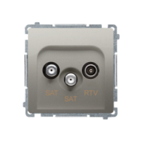 KONTAKT SIMON - Gniazdo antenowe satelitarne podwójne końcowe SAT-SAT-RTV, (moduł). 2xwejście: SAT: 5–2400 MHz, RTV: 5–862 MHz; satynowy - BMZAR+SAT3.1-P2.01/29