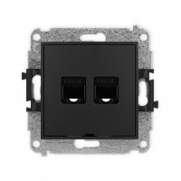 KARLIK - GNIAZDO KOMPUTEROWE PODWÓJNE 2xRJ45 KATEGORII 5E 8-STYKOWY IP 20 CZARNY MAT MINI - 12MGKBO-2