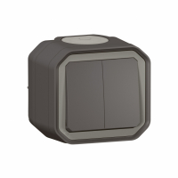 LEGRAND - ŁĄCZNIK PODWÓJNY/PRZYCISK PODWÓJNY KOMPLET NATYNK. 10AX-250 V~ ANTRACYT PLEXO - 069775L