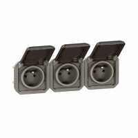 LEGRAND - GNIAZDO 3X2P+Z POZIOME KOMPLET MECHANIZM 16 A - 250 V~ ANTRACYT PLEXO - 069844L