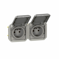 LEGRAND - GNIAZDO 2X2P+Z POZIOME MECHANIZM 16 A - 250 V~ SZARE PLEXO - 069562L
