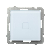 OSPEL - Łącznik dotykowy jednobiegunowy zwierny z podświetleniem 110-230V~, 50-60Hz, zaciski gwintowe BIAŁE SZKŁO SONATA TOUCH - ŁPD-21RS/m/31