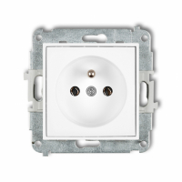 KARLIK - Mechanizm gniazda pojedynczego z uziemieniem 2P+Z (bez przesłon torów prądowych) podtynkowy IP 20, 16A 250V~ ICON biały mat - 25IGP-1z