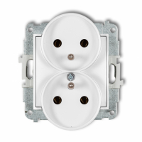 KARLIK - Mechanizm gniazda podwójnego do ramki z uziemieniem 2x(2P+Z) (bez przesłon torów prądowych) podtynkowy IP 20, 16A 250V~ ICON biały mat - 25IGPR-2z