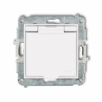 KARLIK - Mechanizm gniazda bryzgoszczelnego z uziemieniem 2P+Z (klapka biały mat, przesłony torów prądowych) podtynkowy IP 44, 16A 250V~ ICON biały mat - 25IGPB-1zp
