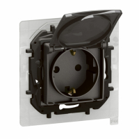 LEGRAND - NOWE NILOE - GNIAZDO SCHUKO 2P+Z IP44 Z PRZESŁONĄ, ZACISKI AUTOMATYCZNE STALOWE - NP3128MG