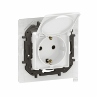 LEGRAND - NOWE NILOE - GNIAZDO SCHUKO 2P+Z IP44 Z PRZESŁONĄ, ZACISKI AUTOMATYCZNE BIAŁE - NP3128WH