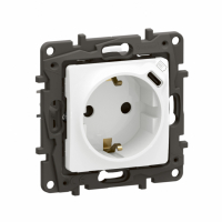 LEGRAND - NOWE NILOE - GNIAZDO SCHUKO 2P+Z Z USB C Z PRZESŁONĄ ZACISKI AUTO BIAŁE - NP3312WH